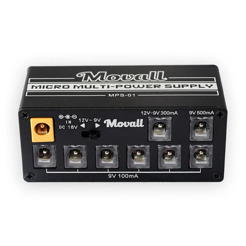 Movall MPS-01 Guitar Pedal Power Supply - 8 Isolated Outputs, Anti-Interference, Compact Design, 18W, Guitar Accessories