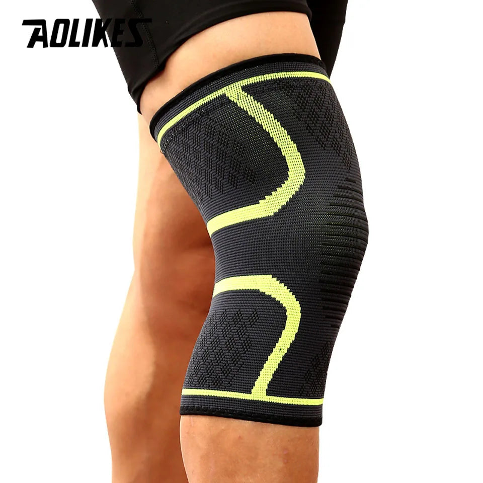 AOLIKES 1PCS Fitness Running Cycling Knee Support Braces: Elastic Nylon Sport Compression Knee Pad Sleeve For Basketball