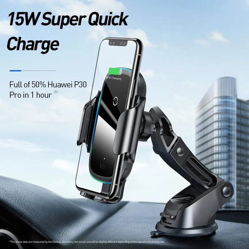 Baseus Qi Car Wireless Charger - 15W Induction Fast Charging
