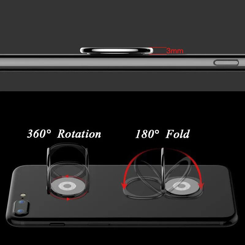 Foldable Thin Phone Holder - 4 Colors - Spin Finger Ring - 360 Degree Rotatable - Metal Socket - for Magnetic Car Mount - Smartphone Stand