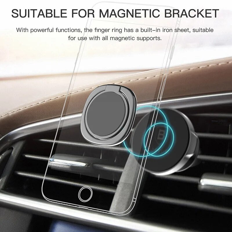 Foldable Thin Phone Holder - 4 Colors - Spin Finger Ring - 360 Degree Rotatable - Metal Socket - for Magnetic Car Mount - Smartphone Stand