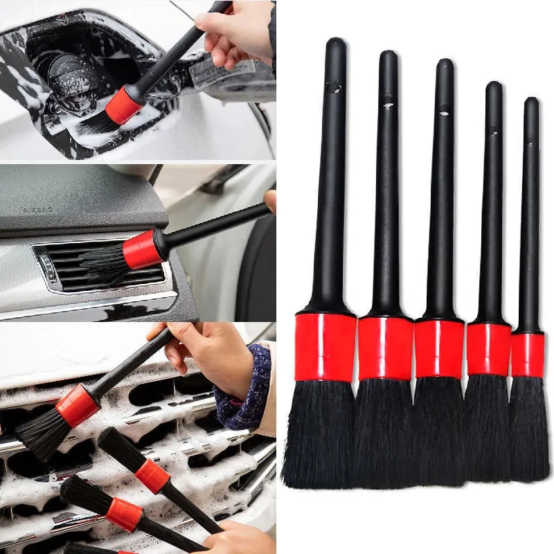 Revolutionize Your Car Cleaning with the Detailing Brush Set - Perfect for Dashboard, Air Outlets, and Wheels!