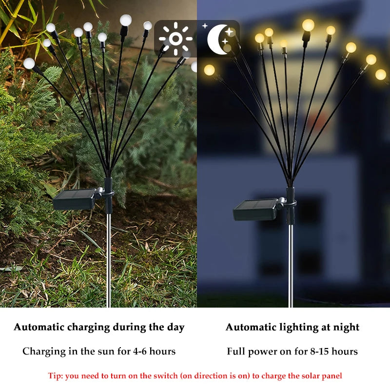 Solar Firefly Light: Outdoor Solar Lighting with 6 LED, Waterproof Garden Decoration Landscape Solar Light for Outdoor Gardening
