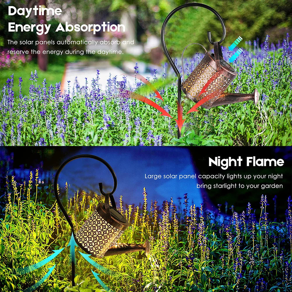RXSFY Solar Watering Can Light: Hanging Waterfall Lamp for Waterproof Outdoor Garden Decor