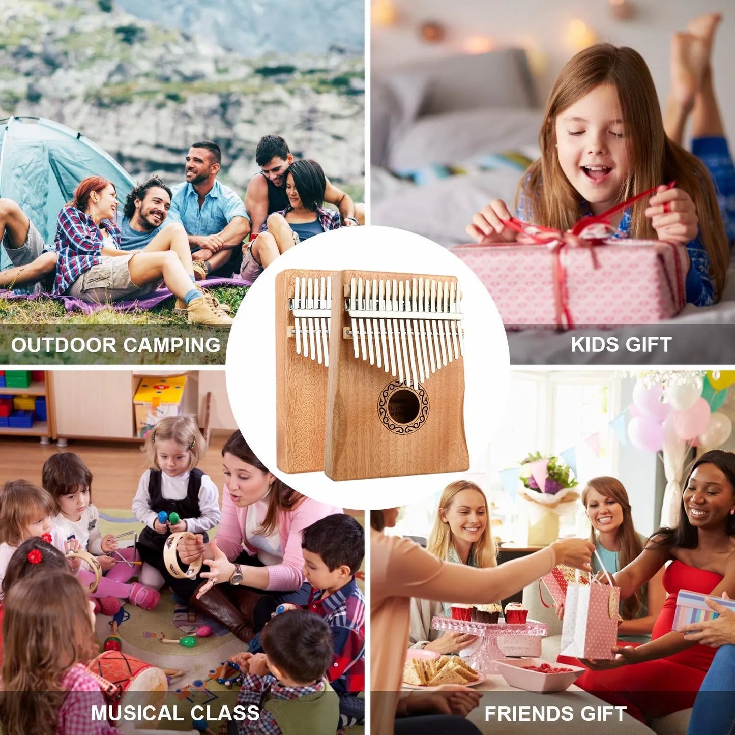 Kalimba Thumb Piano 17/21 Keys Mahogany Wood - Portable Finger Piano Combinations - Gifts for Kids