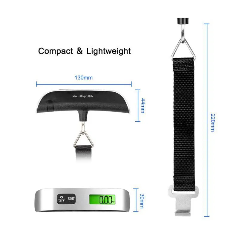 50kg/10g Digital Electronic Pocket Luggage Hanging Scale - Ideal Travel Weighing Tool for Suitcases and Bags
