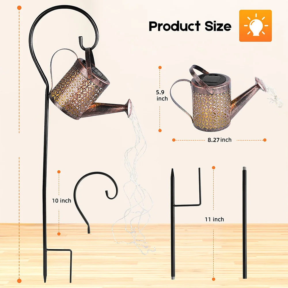RXSFY Solar Watering Can Light: Hanging Waterfall Lamp for Waterproof Outdoor Garden Decor