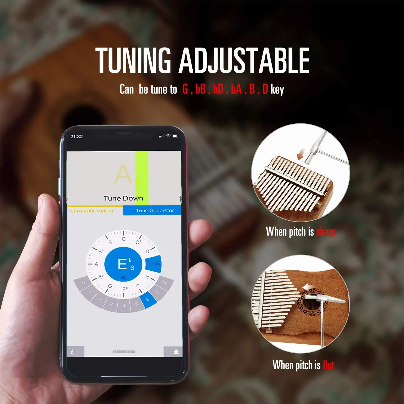 Kalimba Thumb Piano 17/21 Keys Mahogany Wood - Portable Finger Piano Combinations - Gifts for Kids