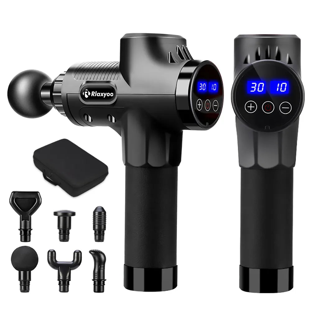 Rlaxyoo High-Frequency Massage Gun - Electric Massager for Muscle Relaxation with Portable Bag