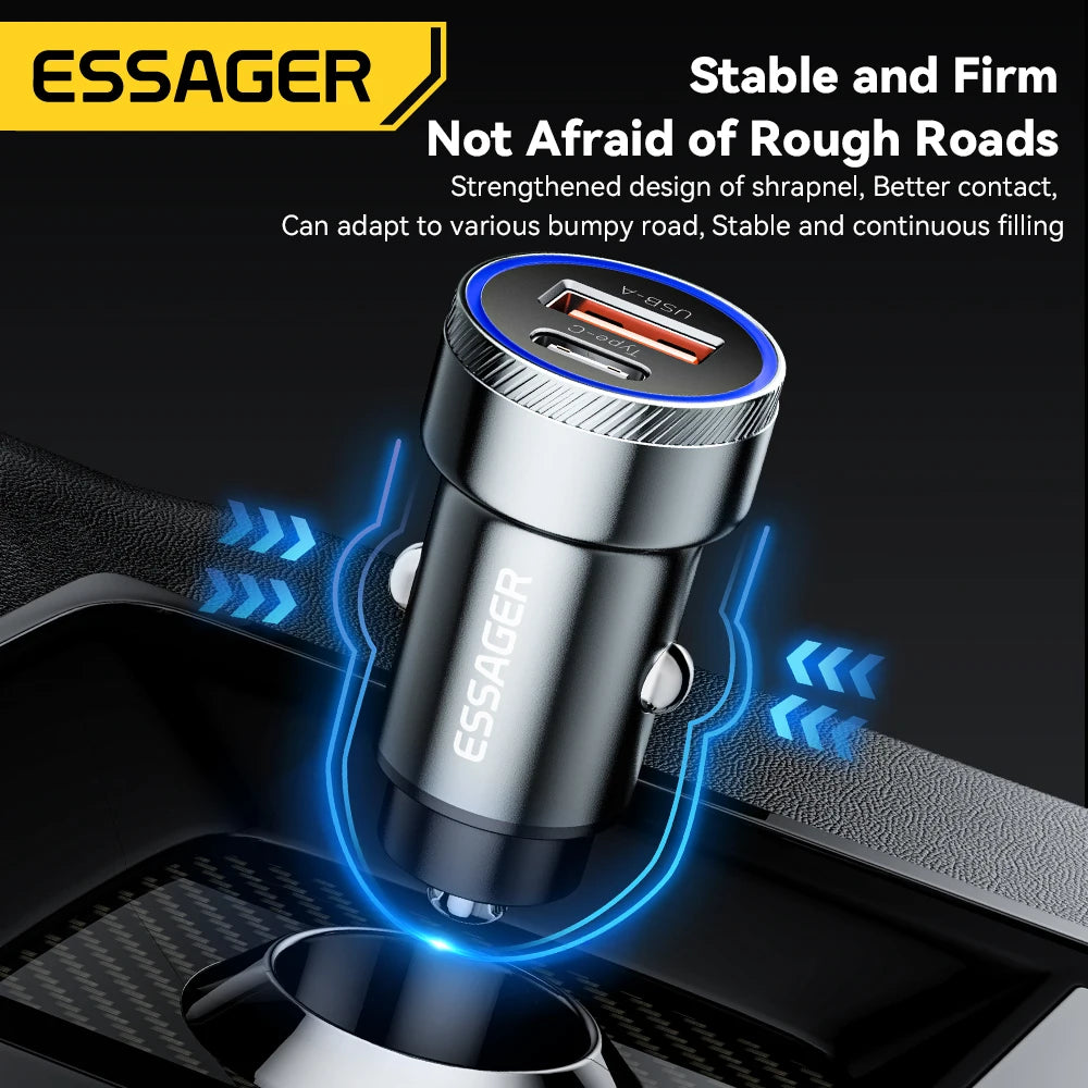 Essager 54W USB Car Charger: Fast Charging, Dual Ports, Multi-Protocol Compatibility