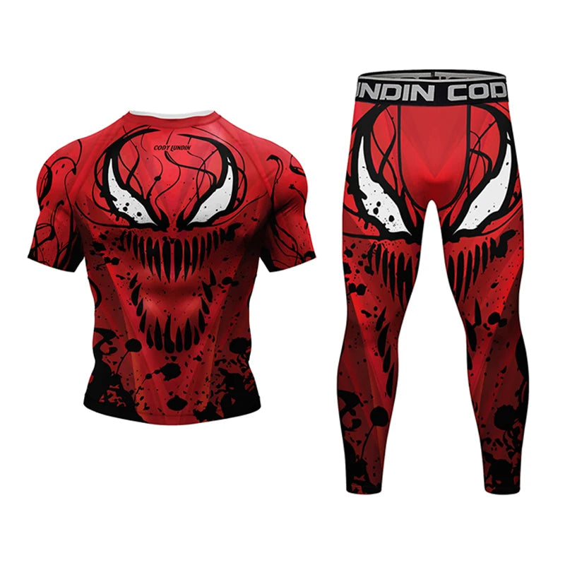 Codylundin 2023 New Men MMA Compression T-shirt Shorts Spartan Set - Rashguard Jiu Jitsu Fitness Sport Suits for Boxing and BJJ