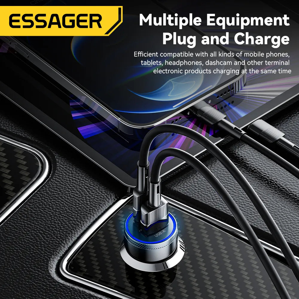 Essager 54W USB Car Charger: Fast Charging, Dual Ports, Multi-Protocol Compatibility