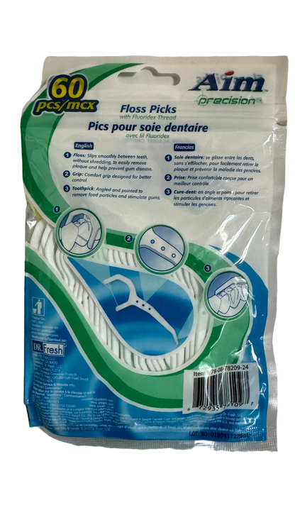 Dental Care with Aim Floss Sword Picks - Shred-Resistant Nylon Dental Tape