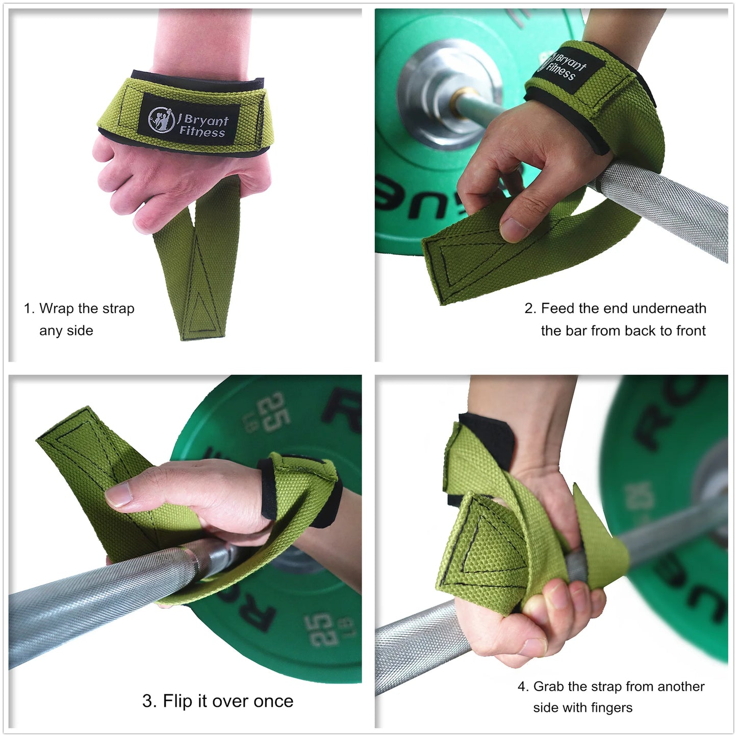 J Bryant Gym Lifting Straps: Fitness Gloves Anti-slip Hand Wraps Wrist Straps Support For Weight Lifting Powerlifting Training