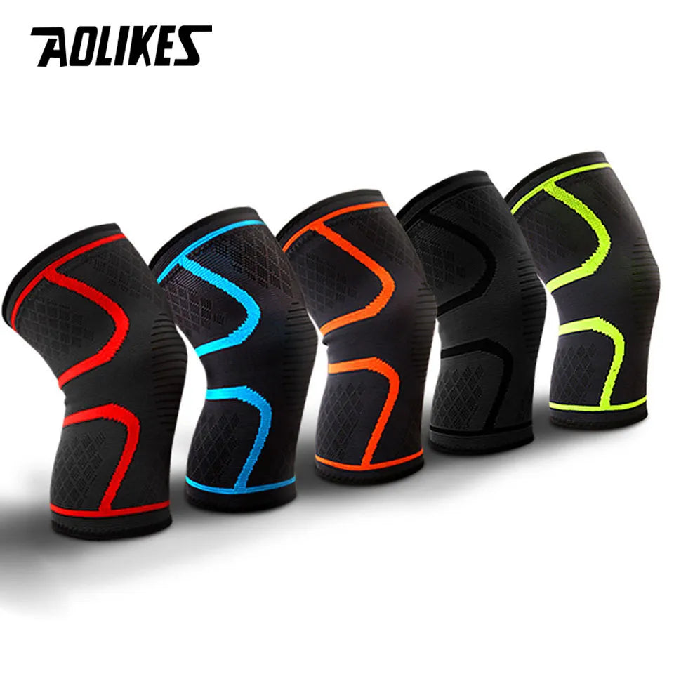 AOLIKES 1PCS Fitness Running Cycling Knee Support Braces: Elastic Nylon Sport Compression Knee Pad Sleeve For Basketball