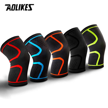 AOLIKES 1PCS Fitness Running Cycling Knee Support Braces: Elastic Nylon Sport Compression Knee Pad Sleeve For Basketball