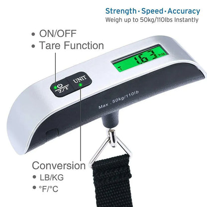 50kg/10g Digital Electronic Pocket Luggage Hanging Scale - Ideal Travel Weighing Tool for Suitcases and Bags