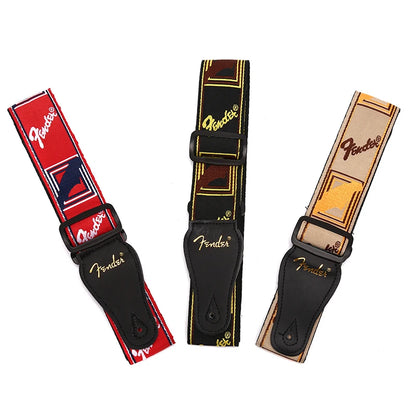 Adjustable Guitar Strap with Leather Ends - Suitable for Electric, Acoustic, Folk Guitars