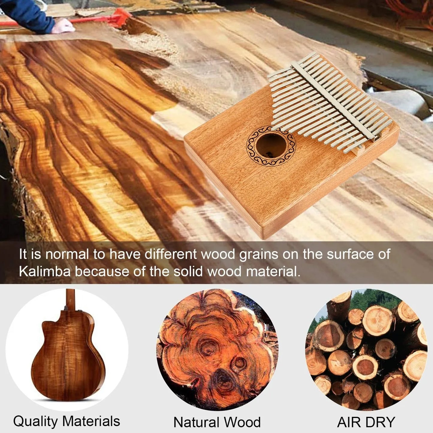 Kalimba Thumb Piano 17/21 Keys Mahogany Wood - Portable Finger Piano Combinations - Gifts for Kids