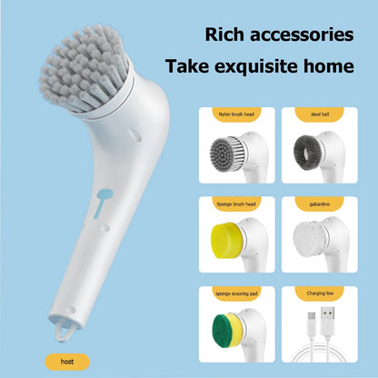 5-in-1 Electric Spin Scrubber: Rechargeable, Waterproof Multi-Functional Cleaning Brush with 5 Interchangeable Heads for Floors, Walls, and More