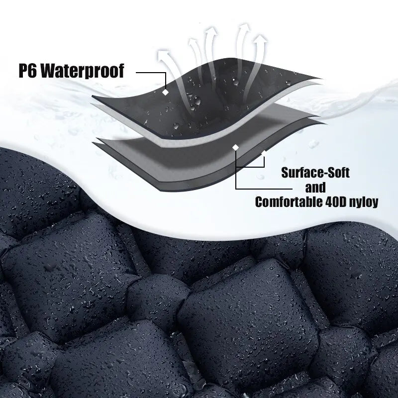 Outdoor Camping Inflatable Mattress Sleeping Pad with Pillows - Ultralight Air Mat with Built-In Inflator Pump for Hiking