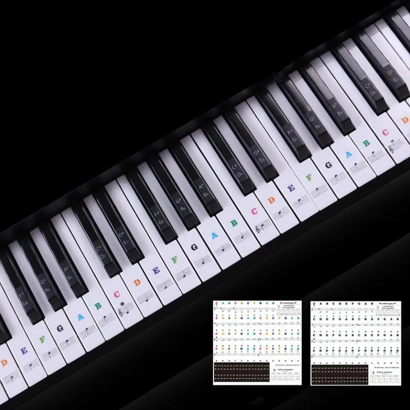 Transparent Piano Keyboard Stickers - Detachable Music Decals for 88/61/54/49 Key Electronic Pianos