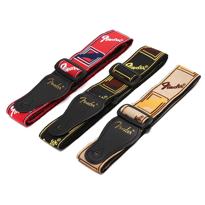 Adjustable Guitar Strap with Leather Ends - Suitable for Electric, Acoustic, Folk Guitars
