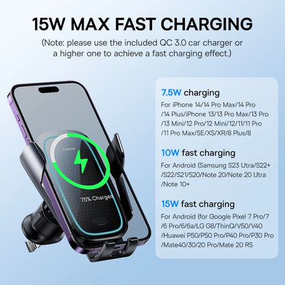 Baseus Automatic Alignment Car Phone Holder Wireless Charger