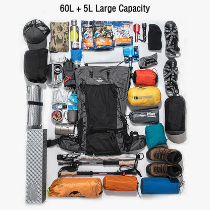 Naturehike Rock Series 60L Hiking Backpack - Waterproof Outdoor Sports Bag with Large Capacity
