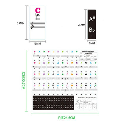 Transparent Piano Keyboard Stickers - Detachable Music Decals for 88/61/54/49 Key Electronic Pianos