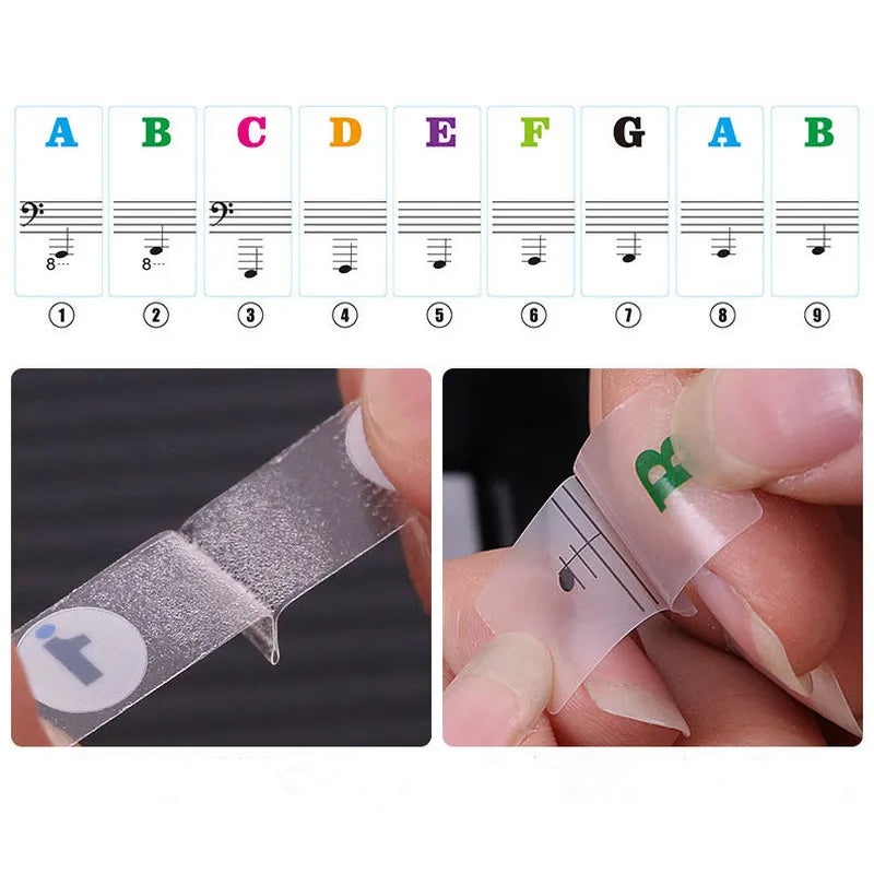 Transparent Piano Keyboard Stickers - Detachable Music Decals for 88/61/54/49 Key Electronic Pianos