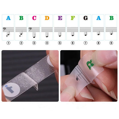 Transparent Piano Keyboard Stickers - Detachable Music Decals for 88/61/54/49 Key Electronic Pianos