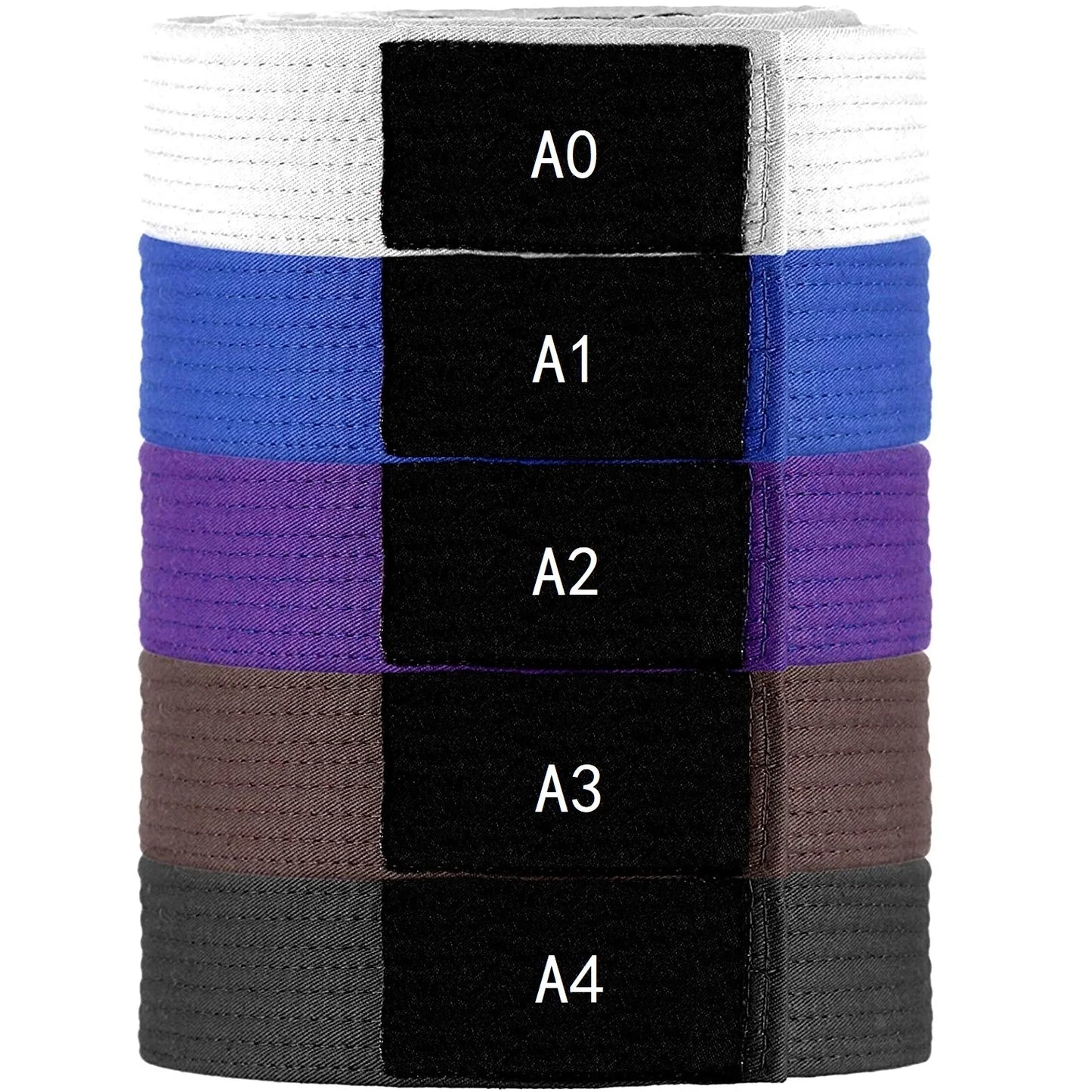 Brazilian Jiu Jitsu BJJ Belts - Adult Sizes A0 to A4, Black, Brown, Purple, Blue, White