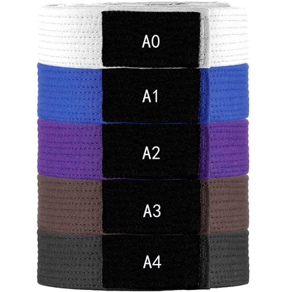 Brazilian Jiu Jitsu BJJ Belts - Adult Sizes A0 to A4, Black, Brown, Purple, Blue, White