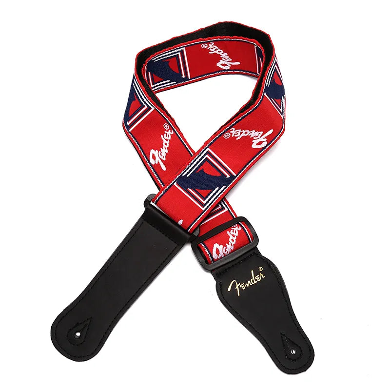 Adjustable Guitar Strap with Leather Ends - Suitable for Electric, Acoustic, Folk Guitars