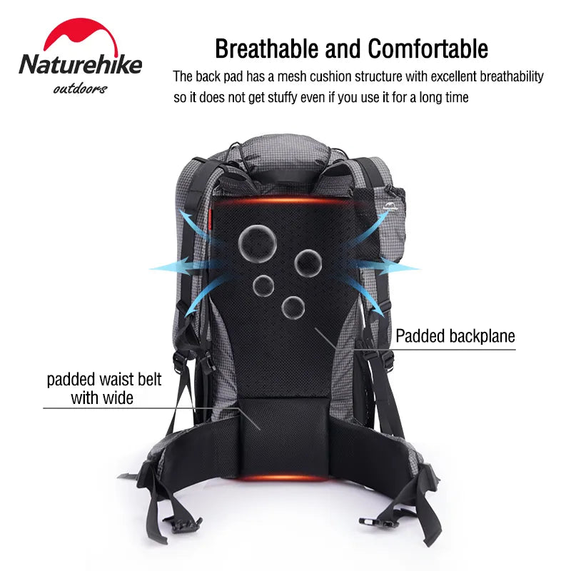 Naturehike Rock Series 60L Hiking Backpack - Waterproof Outdoor Sports Bag with Large Capacity